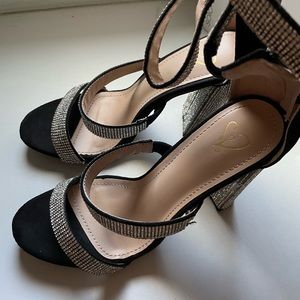 Black rhinestone heels